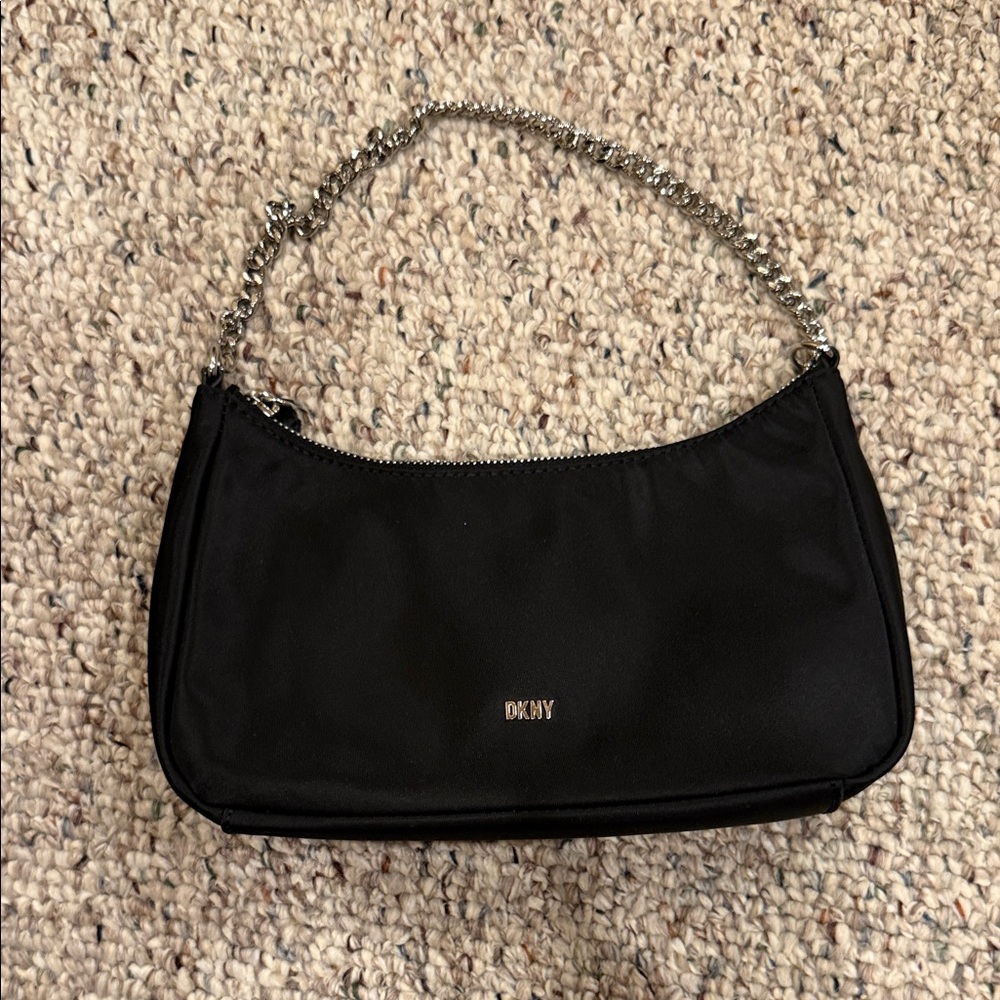 DKNY Black Shoulder Bag with Silver Chain